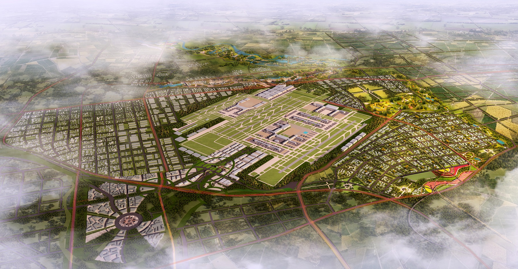 Eco-Landscape Planning of Xixian Airport City Master planning Concept Landscape Residential