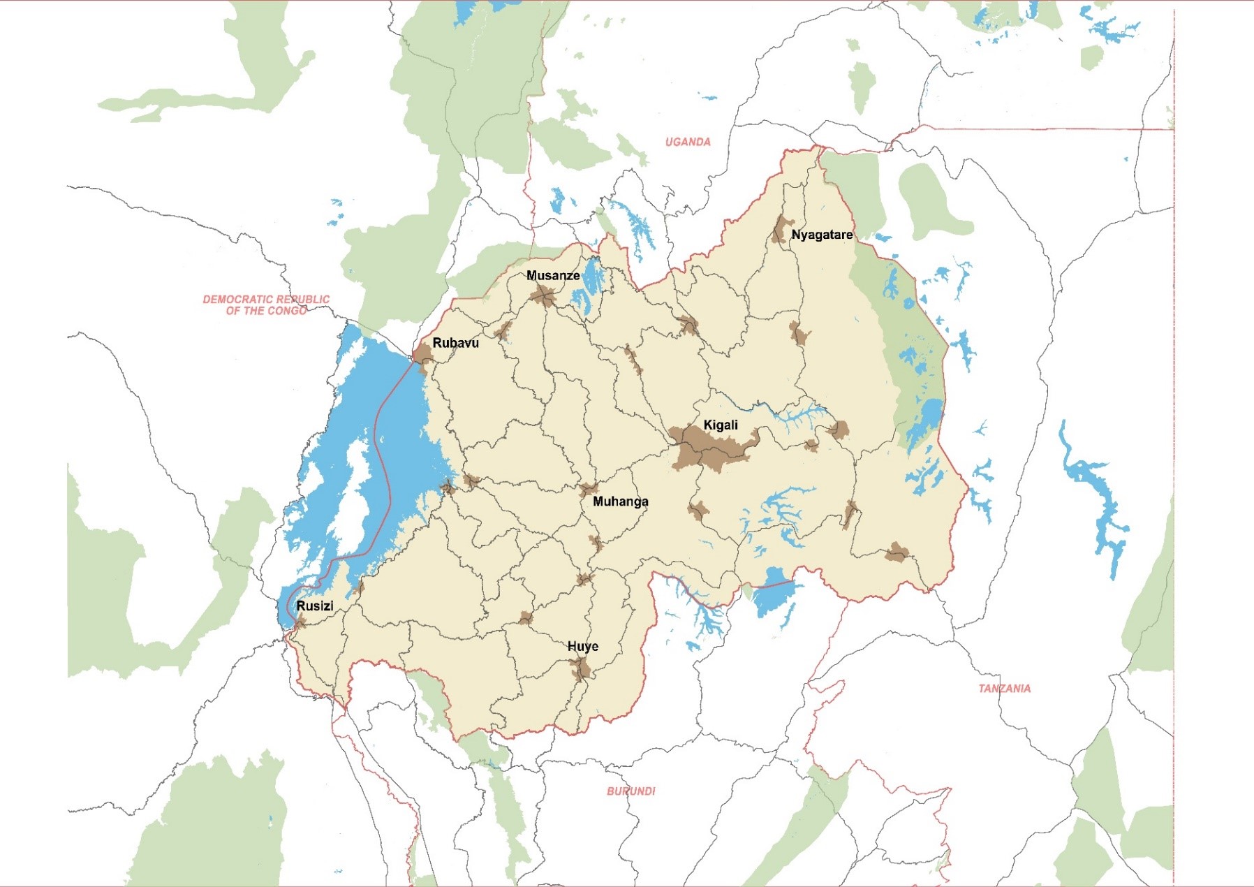 Rwanda Secondary Cities Master Plans Prostruct Consulting   Geographical Locations Of Secondary Cities 